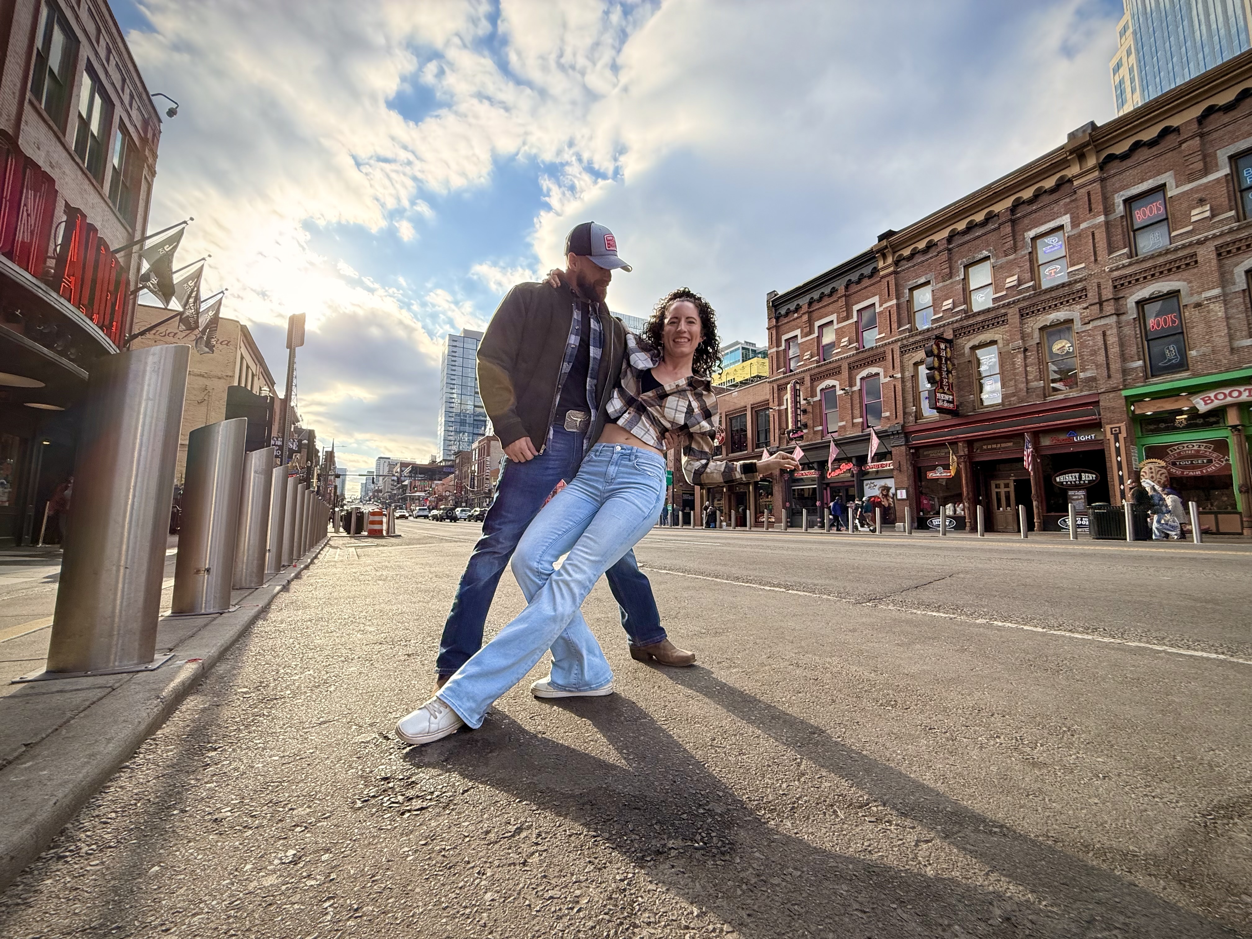 Group country swing lesson in a studio setting
