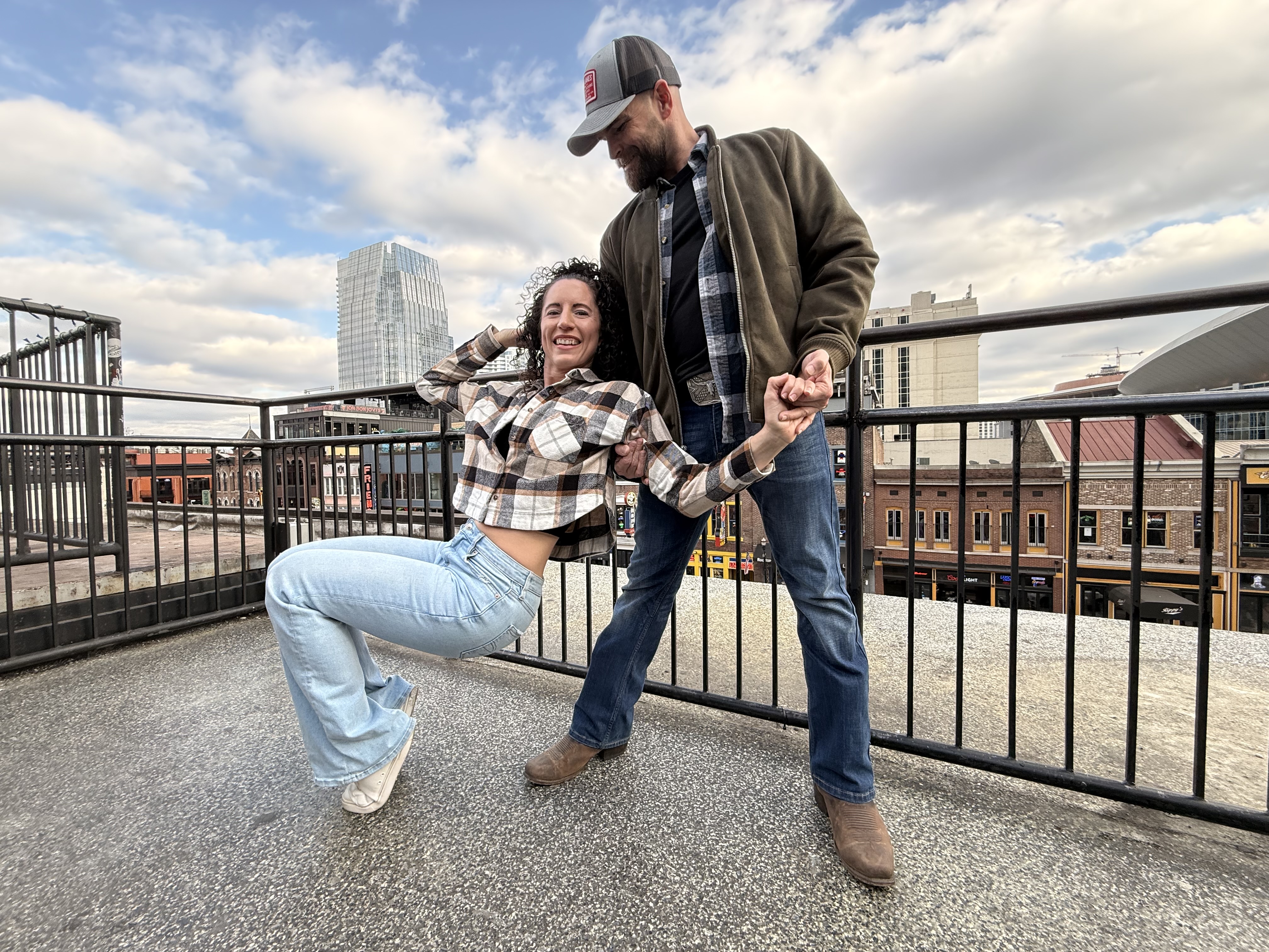 Happy participants after learning a country swing combo